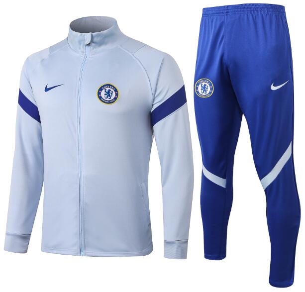 Chelsea Light Grey Jacket Training Suit with pants 2020/21